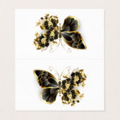 Gouden Bloem Vlinder met Zwarte Orchidee Visitekaartje (Buitenkant ongevouwen)