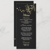gouden bloem zwarte bruiloft menu (Voorkant / Achterkant)
