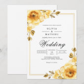 Gouden Bloemaccent Bruiloft Kaart (Voorkant / Achterkant)