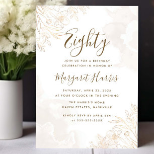 Gouden bloemblaadjes Rand 80e tachtig verjaardag Kaart