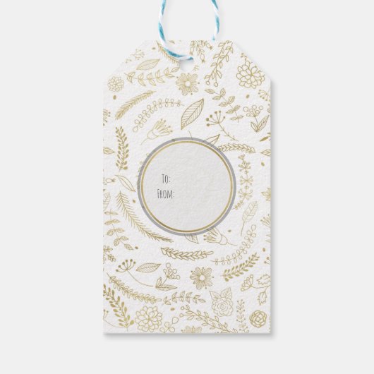 Gouden bloemblaadjes rustieke bruiloft gunst cadeaulabel (Achterkant)