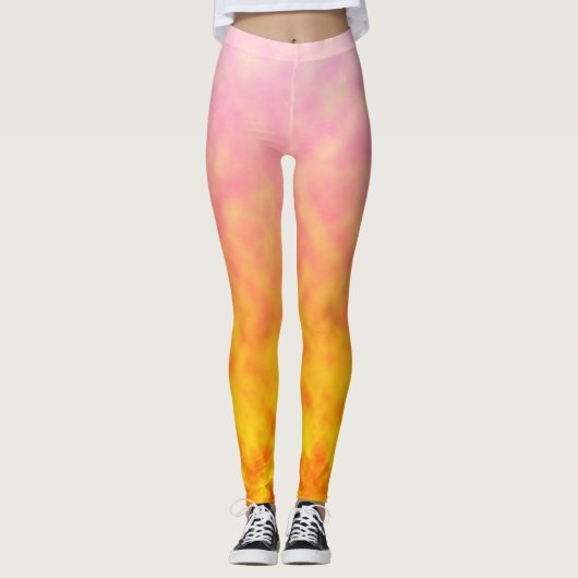 Gouden Bloemblad Luchtspiegeling Leggings (Voorkant)