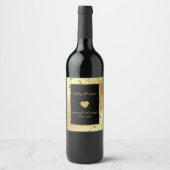 Gouden bloemdamast en hart wijn etiket (Voorkant)