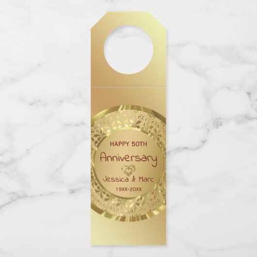 Gouden bloemdamast en harten flessenhanger (Voorkant)