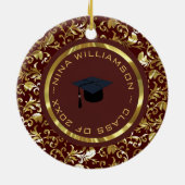 Gouden bloemdamast en Pet Keramisch Ornament (Achterkant)