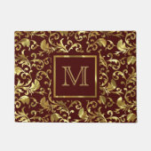 Gouden bloemdamast op bruine achtergrond deurmat (Voorkant)