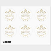 Gouden Bloemen 50e bruiloft Jubileum Classic Roun Ronde Sticker (Vel)