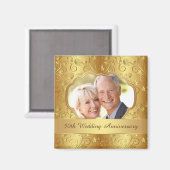 Gouden bloemen 50e bruiloft Jubileum Foto Magneet (Voorkant / Achterkant)