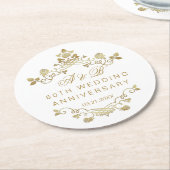Gouden Bloemen 50ste bruiloft Jubileum Ronde Kartonnen Onderzetter (Gebogen)