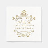 Gouden Bloemen 50ste bruiloft Jubileum Servet (Voorkant)
