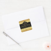 Gouden bloemen 75e verjaardagsfeest vierkante sticker (Envelop)