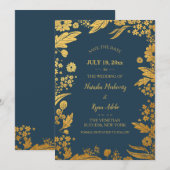 Gouden Bloemen Aankondiging (Voorkant / Achterkant)