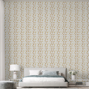 gouden Bloemen Abstract op witte achtergrond Behang