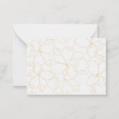 Gouden Bloemen abstracte lijn Grafisch op Wit Notitiekaartje (Voorkant)