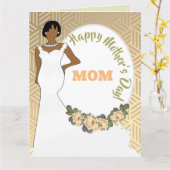 Gouden Bloemen Afro-Amerikaanse Moederdag Kaart (Gele Bloem)