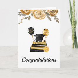Gouden Bloemen Afstuderen Gefeliciteerd Kaart