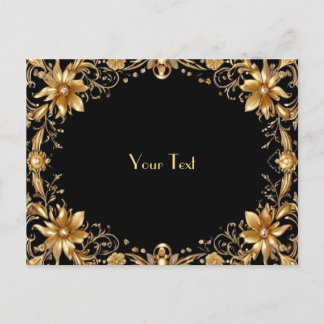 Gouden Bloemen Ansichtkaart Briefkaart