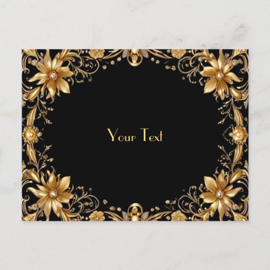 Gouden Bloemen Ansichtkaart Briefkaart (Voorkant)