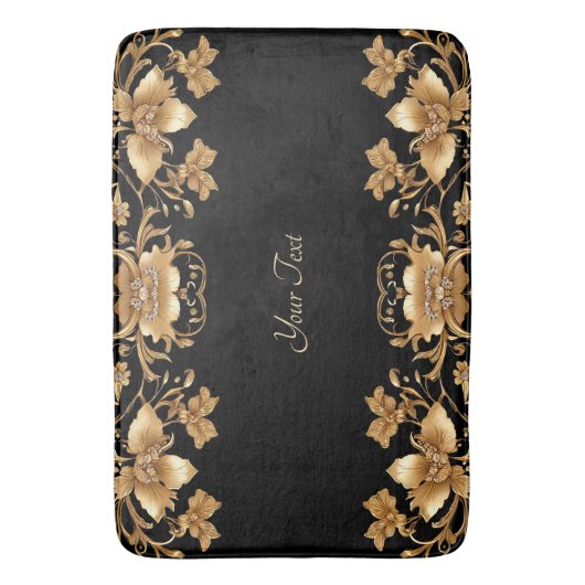 Gouden Bloemen Badmat (Voorkant Verticaal)