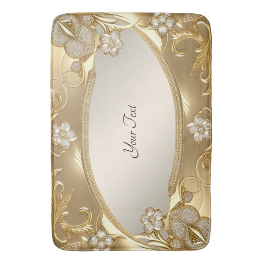 Gouden  Bloemen Badmat (Voorkant Verticaal)