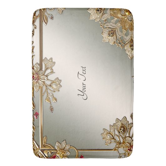 Gouden  Bloemen Badmat (Voorkant Verticaal)