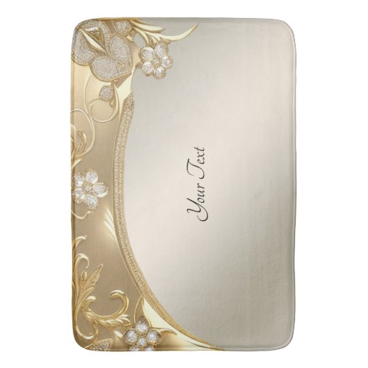 Gouden Bloemen Badmat (Voorkant Verticaal)