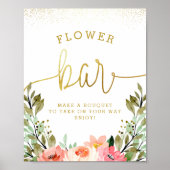 Gouden Bloemen Bar Vrijgezellenfeest Teken Poster (Voorkant)