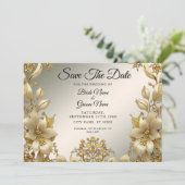 Gouden Bloemen Bewaar de datum Save The Date (Staand voorkant)