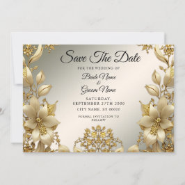 Gouden Bloemen Bewaar de datum Save The Date