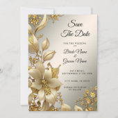 Gouden Bloemen Bewaar de datum Save The Date (Voorkant)