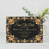 Gouden Bloemen Bewaar de datum Save The Date (Staand voorkant)