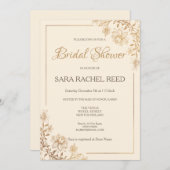 Gouden Bloemen Bloemen Bruids Douche Uitnodiging (Voorkant / Achterkant)