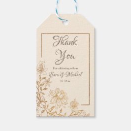 Gouden Bloemen Bloemen Dank u Labels Cadeaulabel