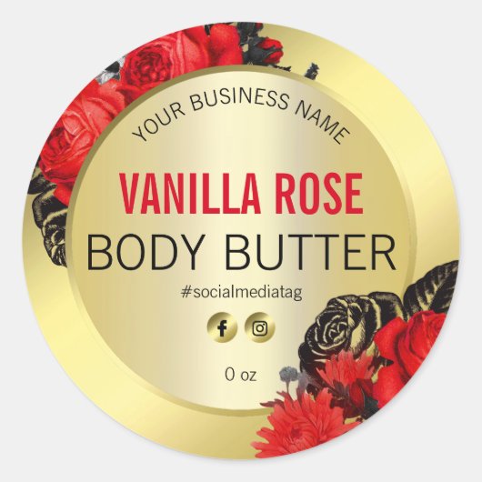 Gouden Bloemen Body Butter Etiketten (Voorkant)