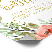 Gouden Bloemen Boodschap in een Vrijgezellenfeest  Poster (Hoek)