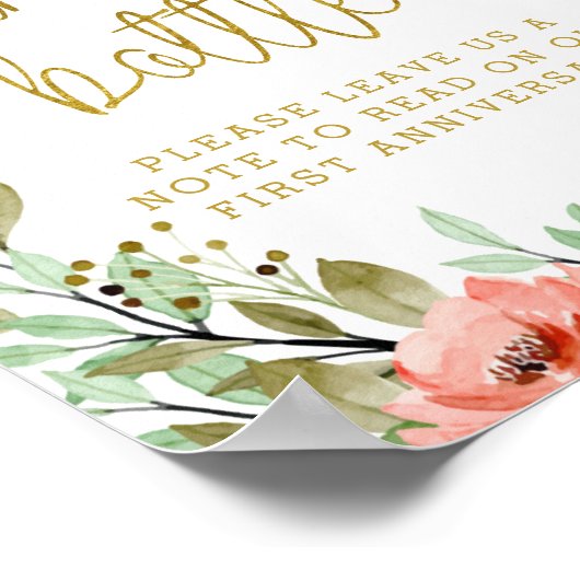 Gouden Bloemen Boodschap in een Vrijgezellenfeest Poster (Hoek)