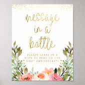 Gouden Bloemen Boodschap in een Vrijgezellenfeest  Poster (Voorkant)