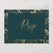 Gouden Bloemen Bosgroen herinnering RSVP Uitnodiging Briefkaart (Voorkant)