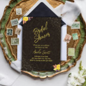 Gouden Bloemen Bruids Douche Uitnodigingen