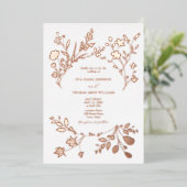 Gouden Bloemen Bruiloft Folie Uitnodiging (Staand Voorkant)