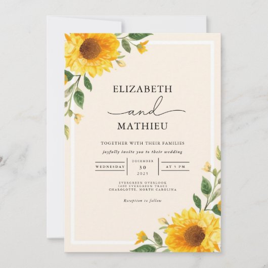 Gouden Bloemen bruiloft Kaart (Voorkant)