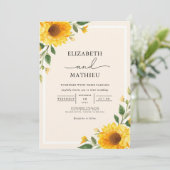 Gouden Bloemen bruiloft Kaart (Staand voorkant)