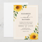 Gouden Bloemen bruiloft Kaart (Voorkant / Achterkant)