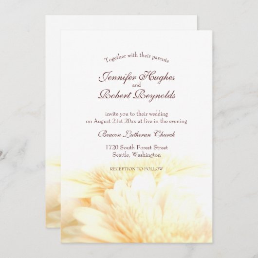 Gouden Bloemen bruiloft Kaart (Voorkant / Achterkant)