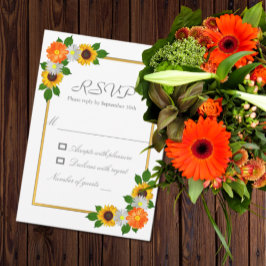 Gouden Bloemen Bruiloft Kader RSVP Kaartje