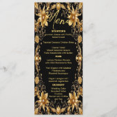 Gouden Bloemen Bruiloft Menu (Voorkant)