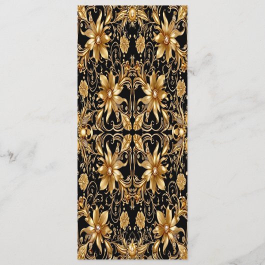 Gouden Bloemen Bruiloft Menu (Achterkant)