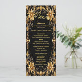 Gouden Bloemen Bruiloft Menu (Staand voorkant)
