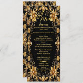 Gouden Bloemen Bruiloft Menu (Voorkant / Achterkant)