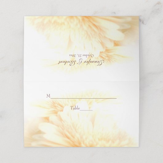 Gouden Bloemen bruiloft Plaatskaartje (Buitenkant ongevouwen)